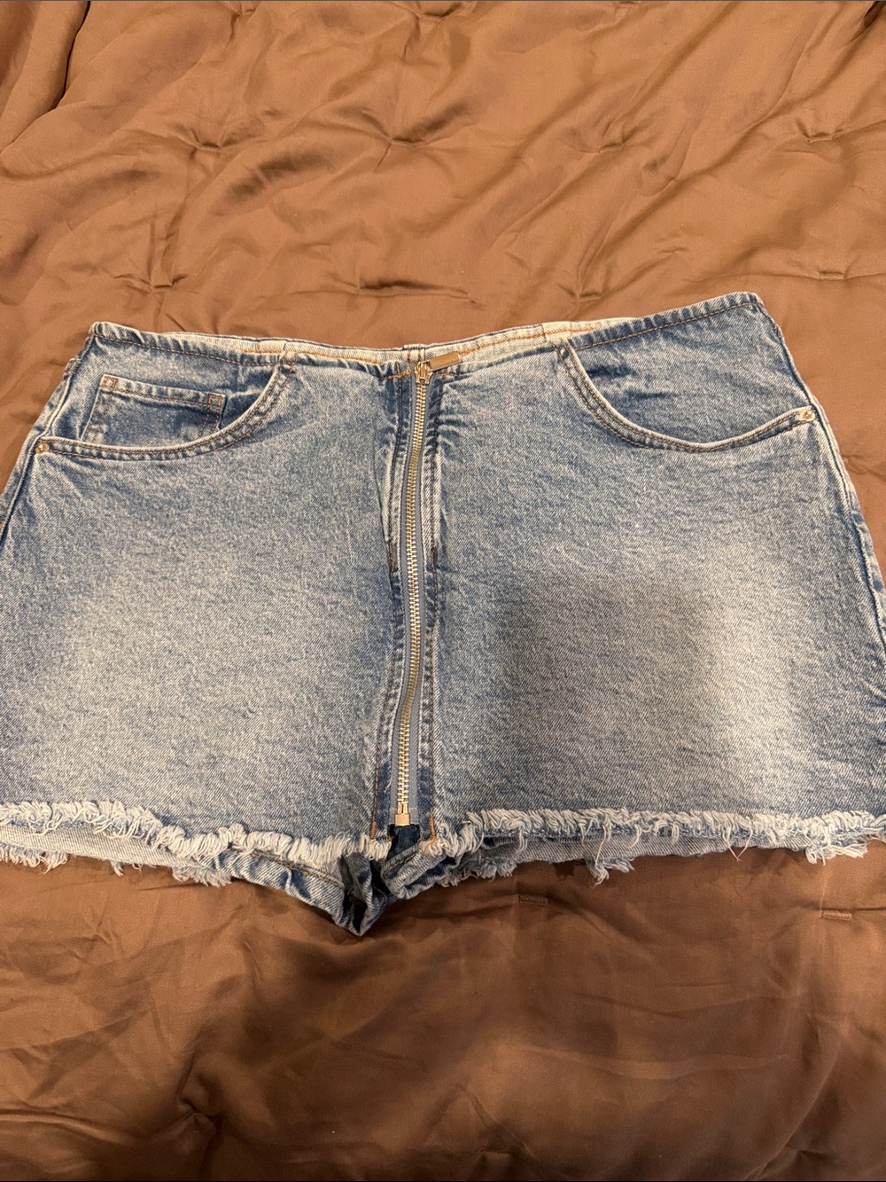 Wild Fable Light Blue Denim Zip-Front Women's Skort size M